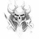 Devil Assassin with little axe tattoo design idea