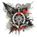 anchor with compass and world map tattoo design idea
