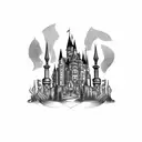 gothic castle tattoo design idea