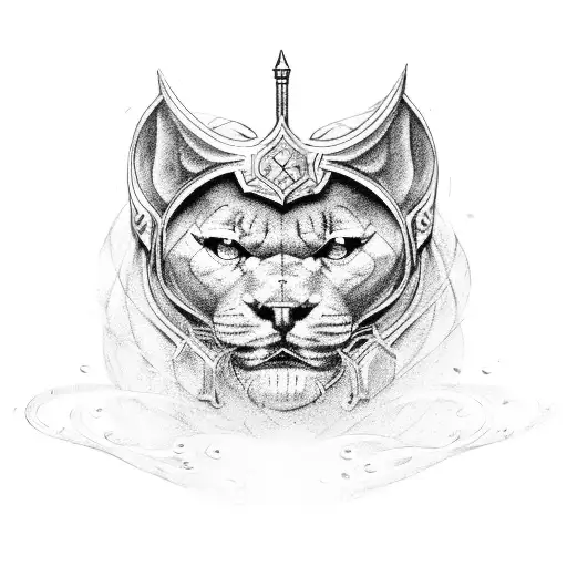 Panther with excalibur and golden gael  tattoo design idea