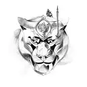 Panther with excalibur and golden gael  tattoo design idea