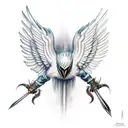 thunderbird flying with excalibur in its talons tattoo design idea