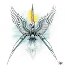 thunderbird flying with excalibur in its talons tattoo design idea