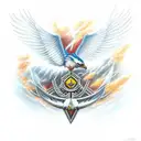 thunderbird flying with excalibur in its talons tattoo design idea