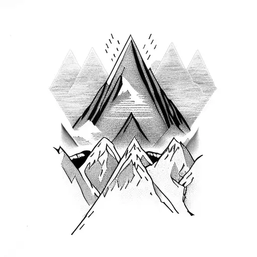 cascade mountain, new zealand outline, lord of the rings tattoo design idea