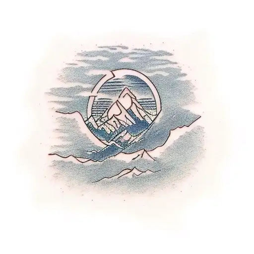 cascade mountain, new zealand outline, lord of the rings tattoo design idea