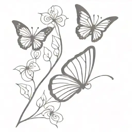 Butterfly half butterfly half flowers growing tattoo design idea