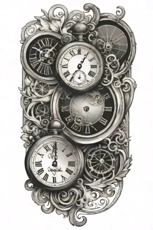 Two time clocks side by side tattoo design idea