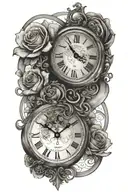 Two time clocks side by side tattoo design idea