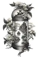 Vietnamese landscape inside a lantern tattoo design idea