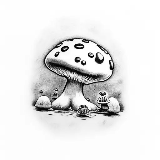 mario 1 up mushroom with parasite turning to deathshroom tattoo design idea