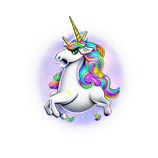 UFO unicorn tattoo design idea