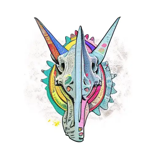 Hippie Triceratops tattoo design idea