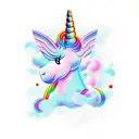 UFO unicorn tattoo design idea