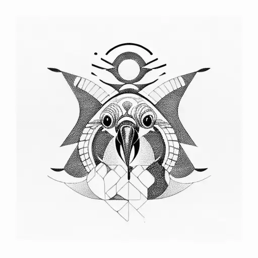 A tribal-inspired parrot design in blackwork style tattoo design idea