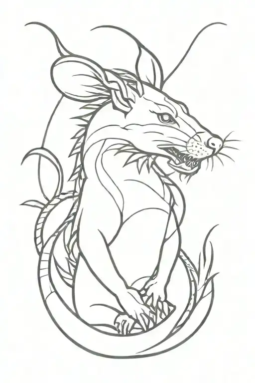 rat and dragon tattoo design idea