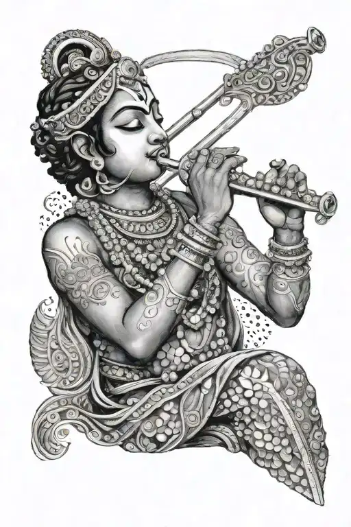 tattoo of krishna playing flute tattoo design idea