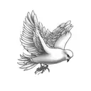 Dove with note passage saying rip dad tattoo design idea
