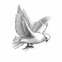 Dove with note passage saying rip dad tattoo design idea