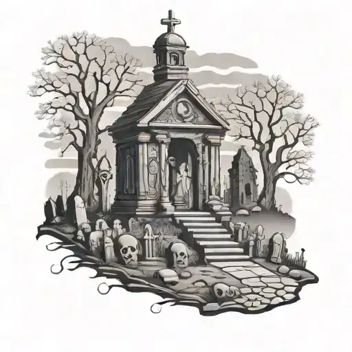 graveyard tattoo design idea