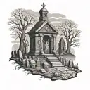 graveyard tattoo design idea