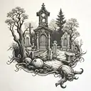 graveyard tattoo design idea