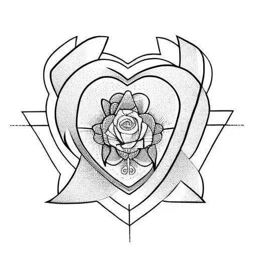cross with heart inside tattoo design idea