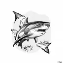 shark biting money tattoo design idea