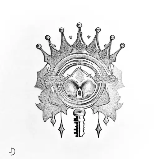 lock key king queen crowns  tattoo design idea