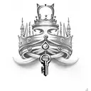 lock key king queen crowns  tattoo design idea