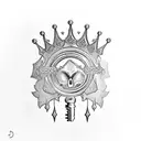 lock key king queen crowns  tattoo design idea