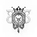 lock key king queen crowns  tattoo design idea