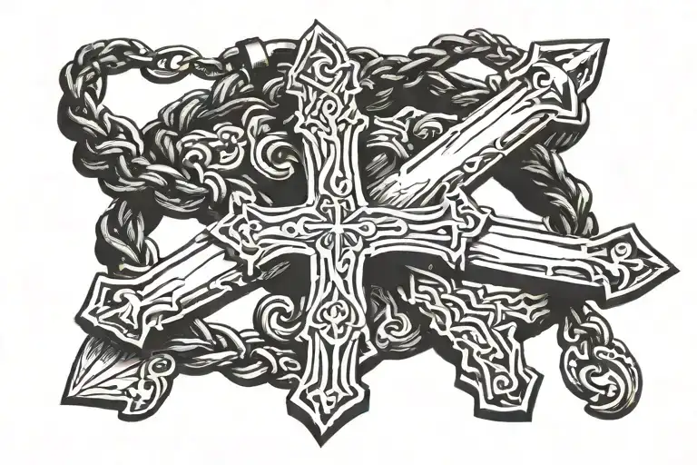 bracelet with an old wooden cross turning into an anchor tattoo design idea