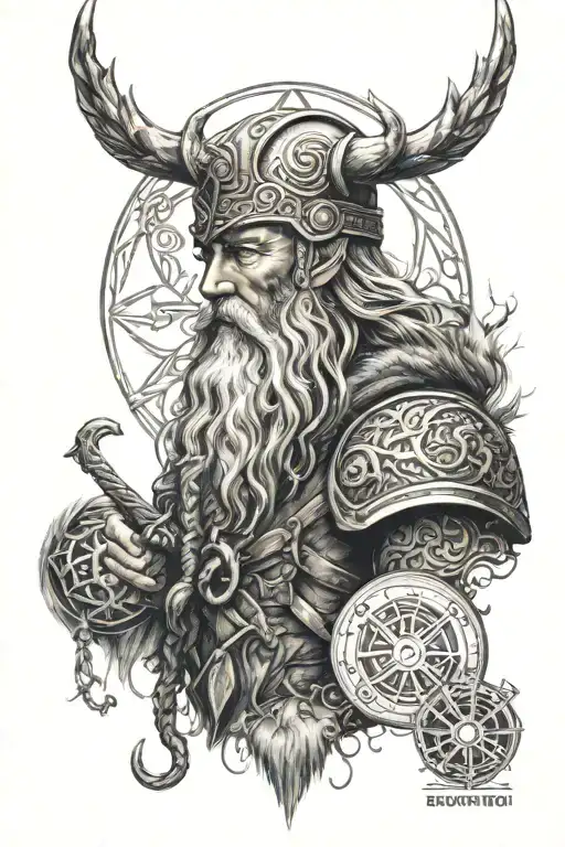 norse mythology tattoo including odin and helm of awe tattoo design idea