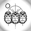 three wise monkey tattoo design idea