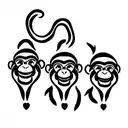 three wise monkey tattoo design idea