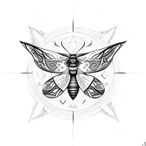 Moth with Zodiac sign Leo tattoo design idea
