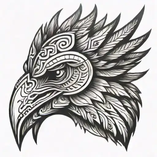 norse raven head side view tattoo design idea