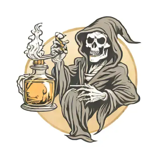 Grim Reaper Holding Whiskey Glass And XvBybf1CEYPw24Lo8F9nGT Traditional  Tattoo