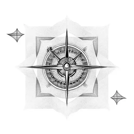 A geometric blackwork design featuring a compass and square symbolizing your passion for Freemasonry and family. tattoo design idea