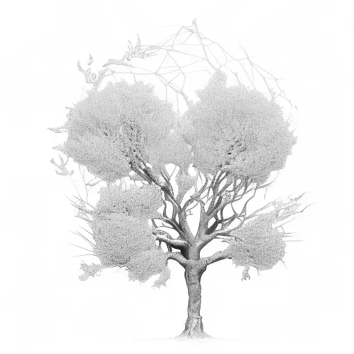 A series of interconnected branches forming a tree, each branch representing a family member including Olive, Poppy, and Luci tattoo design idea