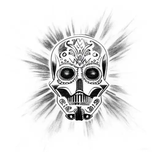 sugar skull star wars tattoo design idea