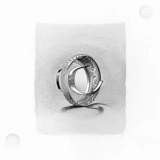 A minimalist design of a wedding ring forming the letter M tattoo design idea
