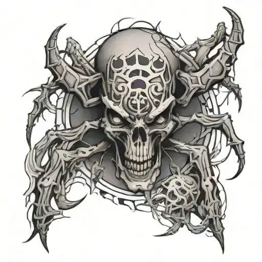spider with skull and horns tattoo design idea
