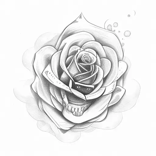 guardian angel skull rose tattoo design idea