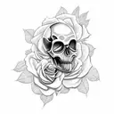 guardian angel skull rose tattoo design idea