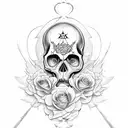 guardian angel skull rose tattoo design idea
