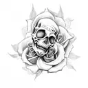 guardian angel skull rose tattoo design idea