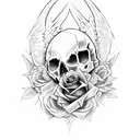 guardian angel skull rose tattoo design idea