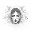 face towards sun  shadows falls behind  tattoo design idea